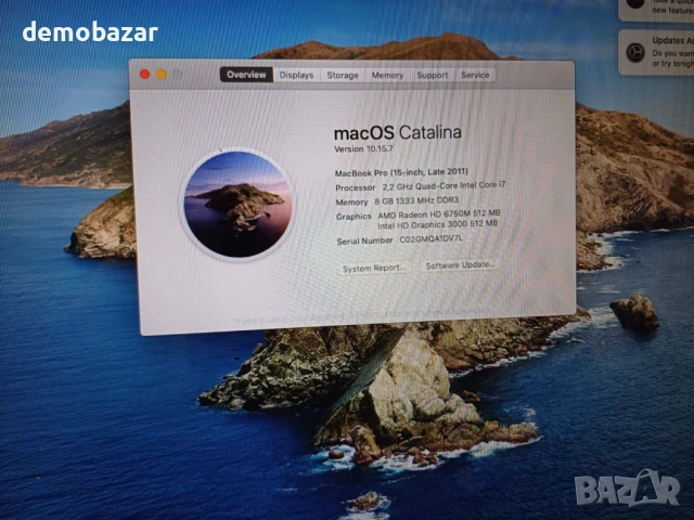 Macbook 15 Pro 2011 Core i7/8GB Ram/750GB  лаптоп, снимка 7 - Лаптопи за дома - 53293031