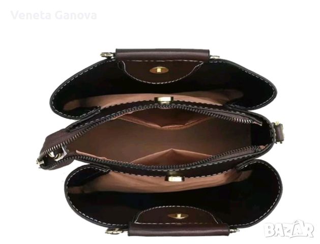 Кафява стилна дамска чанта, снимка 6 - Чанти - 45556247