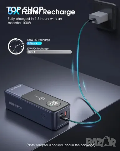 Външна батерия EnergyQC 120W 27000mAh Power Bank USB C 3-Port 99.9Wh PD, снимка 7 - Външни батерии - 49340617