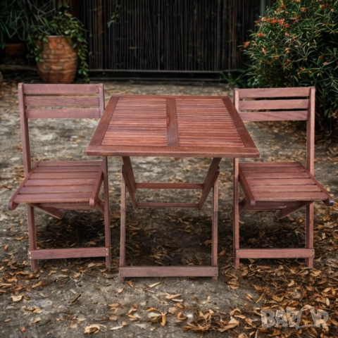 Градински комплект Kreta Muhler Meranti - 3 части, дърво