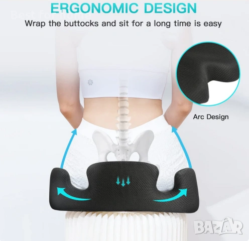 X Голяма възглавница за седалка с мемори ефект - Черна, снимка 4 - Други - 53659264