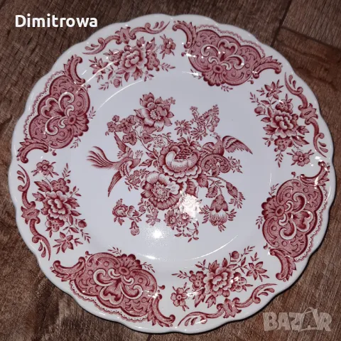 Намалена цена 150.00лв Сервиз чай/кафе RidgwayStaffordshire England WINDSOR PINK Red Floral Birds , снимка 8 - Сервизи - 47084558