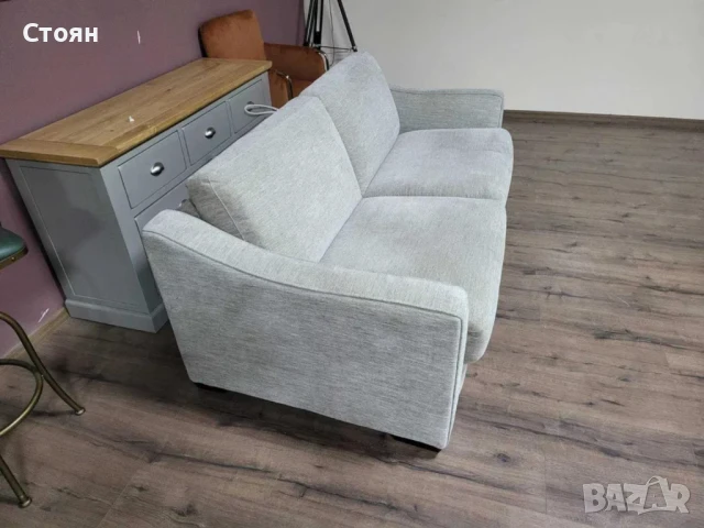 Светло сив диван от плат с функция сън "Myriad", снимка 6 - Дивани и мека мебел - 50886659