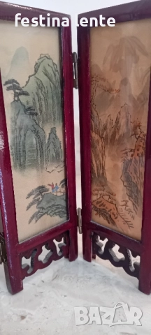 Мини китайски винтидж параван, снимка 4 - Декорация за дома - 52319201