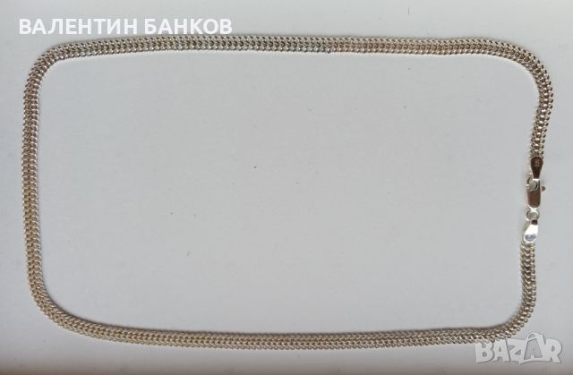 Сребърен синджир с плоска тройна плетка, снимка 1 - Колиета, медальони, синджири - 45842235