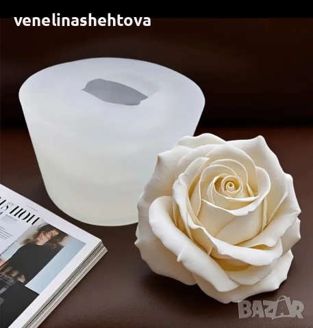 3D роза 6.5см. силиконов молд форма свещи гипс сапун смола фондан за декорация на торта 