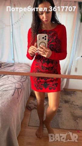 Рокля червена, снимка 3 - Рокли - 52860748