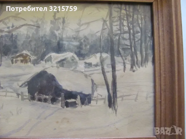 Оригинална картина ,акварел, дървена рамка със стъкло, снимка 4 - Картини - 50324643