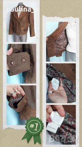 Два различни броя / Винтидж! Кафяво яке от естествена кожа и набук / голям размер , снимка 12 - Якета - 51959920