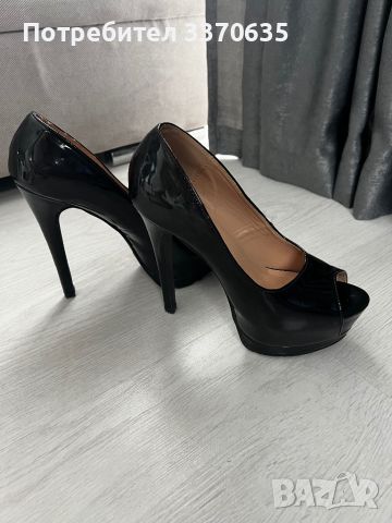 Дамски черни високи обувки на висок ток, 38 номер, снимка 4 - Дамски обувки на ток - 45567302