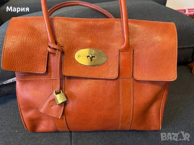 Дизайнерска голяма чанта Mulberry от естествена кожа. Като нова