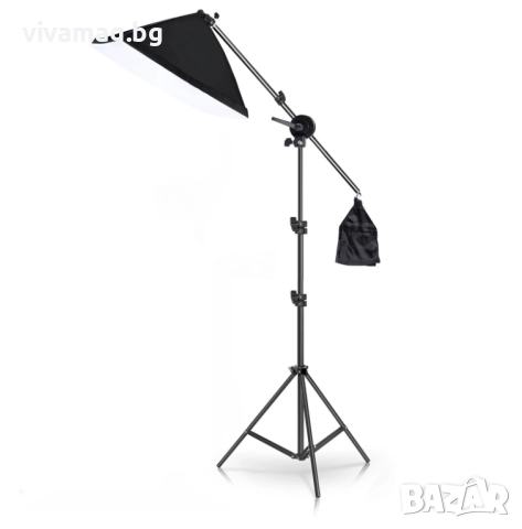 Фотостудиен комплект софтбокс с рамо жираф, 135W крушка, торба тежест