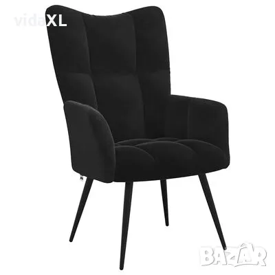 vidaXL Релаксиращ стол, черен, кадифе（SKU:328079）, снимка 5 - Столове - 48919311