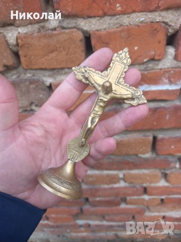Стар бронзов кръст разпятие религия, снимка 2 - Антикварни и старинни предмети - 45447604