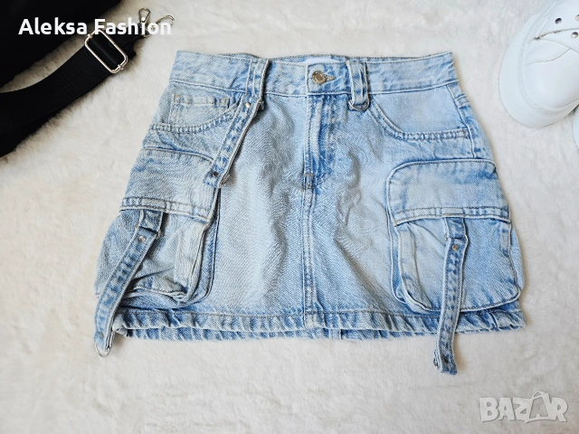 Bershka дамска къса дънкова пола , снимка 7 - Поли - 51134022