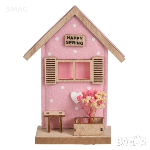Великденска настолна дървена декоративна къща, 12x4x16 см_1248344, снимка 5 - Декорация за дома - 54226677