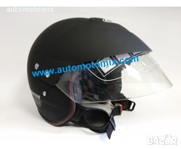 КАСКА ЗА МОТОР, ОТВОРЕНА КАСКА БЕЗ БРАДА ЗА СКУТЕР, С КОЗИРКА, ЧЕРЕН МАТ- 182, снимка 3 - Аксесоари и консумативи - 53768410