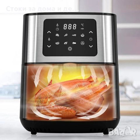 ✨Фритюрник AirFryer Voltz OV51980M, 1400W, 5.5л., Горещ въздух, Таймер, до 200°C, Сив, 2г.ГАРАНЦИЯ(Н, снимка 4 - Фритюрници - 45905358