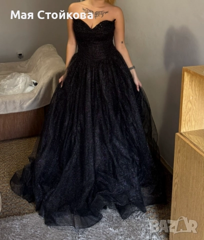 Черна дълга бална рокля, снимка 7 - Рокли - 52714726