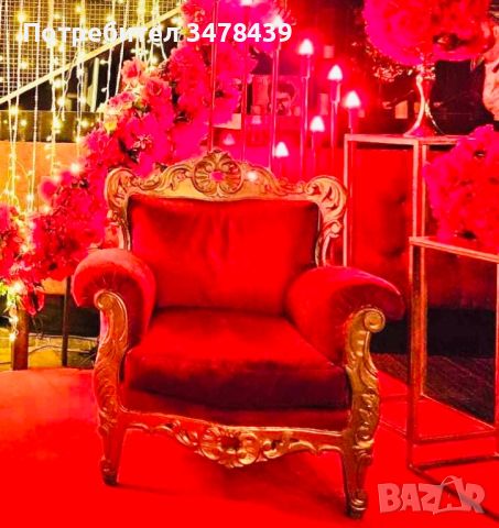 Кресло стил Барок в бордо с злато в много добро състояние , снимка 1 - Дивани и мека мебел - 46358537
