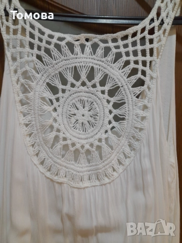 Бяла двуслойна дамска рокля № М-Л, снимка 4 - Рокли - 51705604