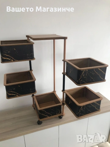 Стилни дървени стилажи с метална декорация за дома и офиса, снимка 6 - Декорация за дома - 53514924