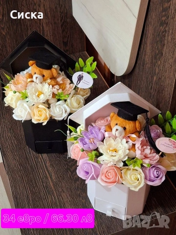 Тематични букети със сапунени цветя за абитуриенти/абсолвенти, снимка 7 - Подаръци за жени - 50331890