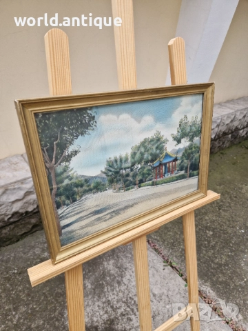 Чудесна антикварна китайска картина коприна автор , снимка 6 - Картини - 52019957