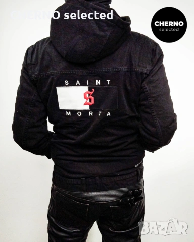 Мъжко черно дънково • деним яке SAINT MORTA Denim Jacket – размер L , снимка 3 - Якета - 53850783
