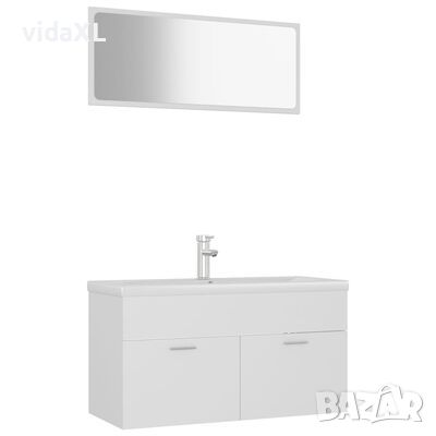 vidaXL Комплект мебели за баня, бял, ПДЧ(SKU:3071675