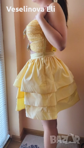 Официална пастелно жълта рокля, снимка 5 - Рокли - 53722137