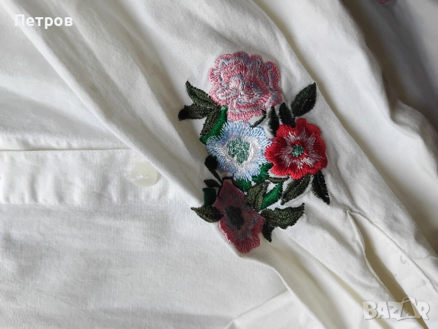 Бяла дамска риза с бродерия , снимка 12 - Ризи - 52790433