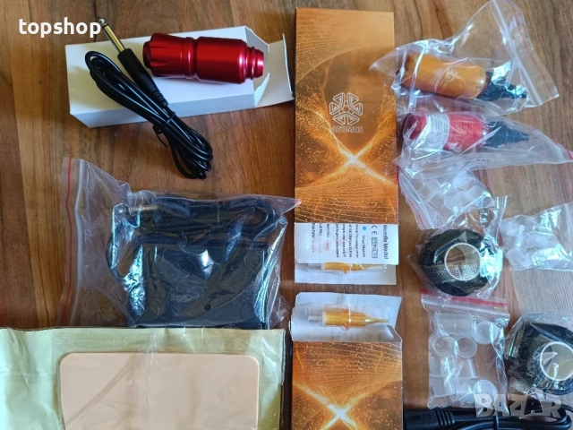 ЧИСТО НОВ комплект за татуировки, машина за татуировки, комплект ротационни писалки с патрони, захра, снимка 2 - Друга електроника - 51589011