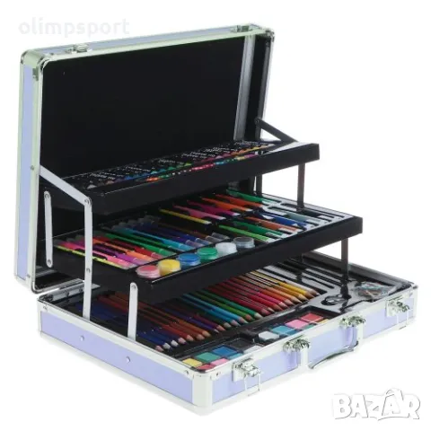Рисувателен комплект 158 части в куфарче с дръжки за удобно съхранение и пренасяне. , снимка 1