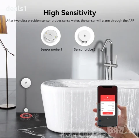 Meian Zigbee Детектор за изтичане на вода Дистанционен мониторинг Интелигентна домашна защита, снимка 7 - Друга електроника - 51025799