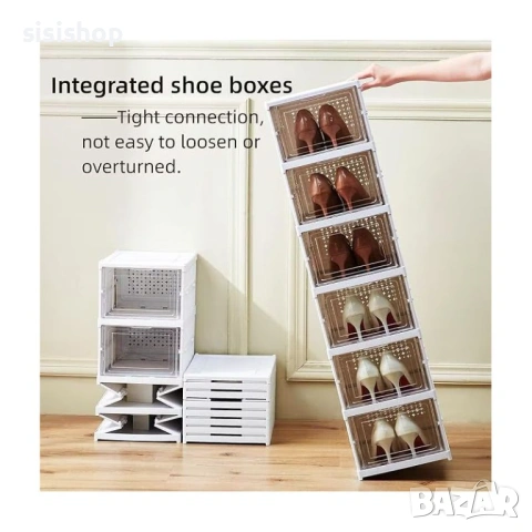 Вертикален пластмасов стелаж за обувки с 6 секции – Максимално място в минимално пространство 4913, снимка 8 - Други стоки за дома - 53993464