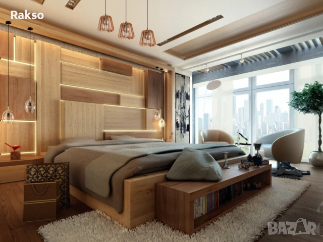 Полилей от дърво. Интериорно осветително тяло за таван 1xE27, 230V "Дионик", снимка 8 - Лампи за таван - 53787594