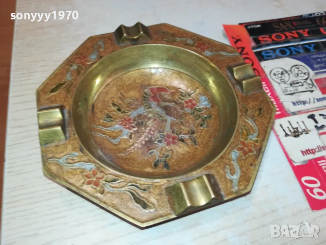 ПЕПЕЛНИК-МЕД/МЕСИНГ-MADE IN INDIA-ВНОС SWISS 1708251800, снимка 6 - Антикварни и старинни предмети - 51394535