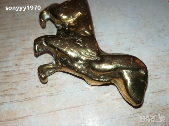 ЗАЯВЕНО-КУЧЕ-МЕД/МЕСИНГ 7х5х2см-МАСИВНА ФИГУРА ОТ АНГЛИЯ 1907252017, снимка 15 - Антикварни и старинни предмети - 51076091