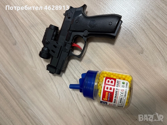 Airsoft пистолет + 6mm BB сачми (оптика), много запазен — комплект, снимка 3 - Други - 52127598