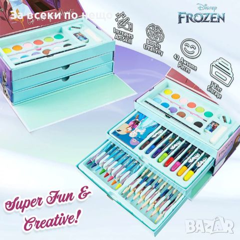 ✨Детски рисувателен комплект в триетажно куфарче Frozen , снимка 3 - Рисуване и оцветяване - 45853403