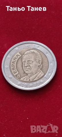 Испански монети от (1)и(2) евро със Допуснати грешки при изсичането.И със последователни години. , снимка 9 - Нумизматика и бонистика - 53981326