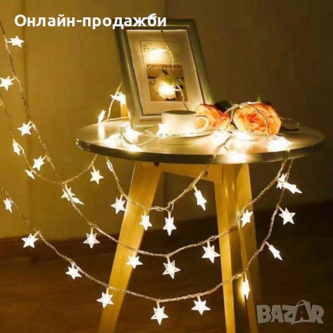 Светещи Коледни LED лампички със звездички , снимка 7 - Лед осветление - 51982776