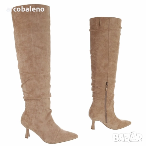 Дамски велурени ботуши над коляното, 3цвята , снимка 11 - Дамски ботуши - 52136981