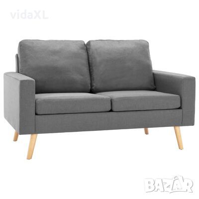 vidaXL 2-местен диван, светлосив, текстил(SKU:288703