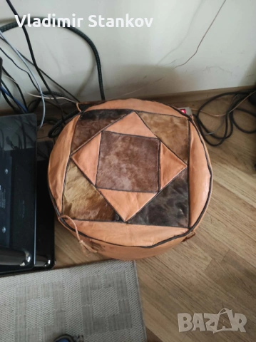 Африкански пуф/табуретка - кожен, снимка 3 - Дивани и мека мебел - 53771903