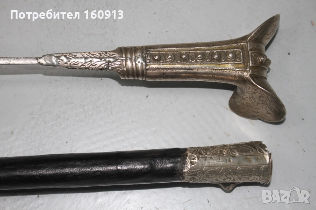 Стар османски балкански сребърен ятаган. Сребърна дръжка., снимка 11 - Антикварни и старинни предмети - 51444316
