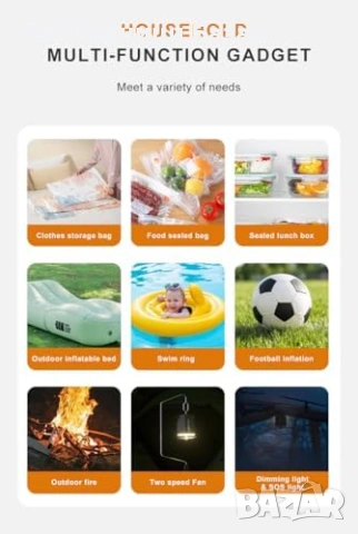 Нова Мини помпа за дюшек/басейн/топки + къмпинг лампа + вентилатор, снимка 5 - Друга електроника - 53693704