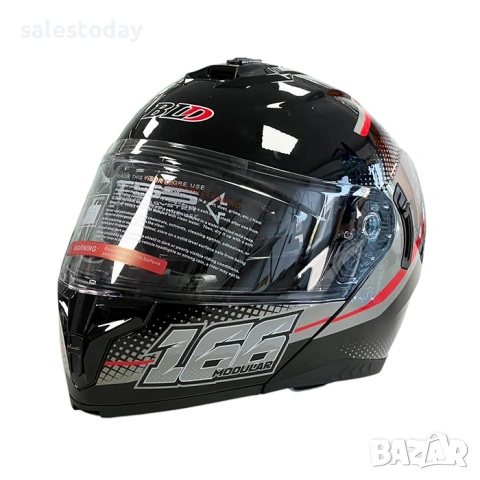 Модуларна Каска flip-up, Черно/ червено, S*M*L*XL, снимка 2 - Аксесоари и консумативи - 53870683