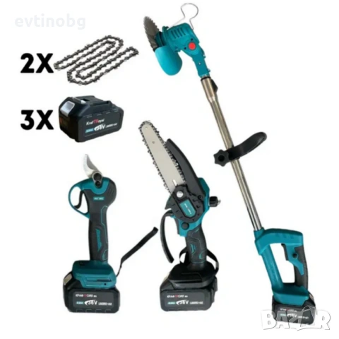 Акумулаторен комплект 3в1 – тример, ножица и резачка с 3 батерии 36V/8Ah, снимка 5 - Моторни триони/резачки - 53791142